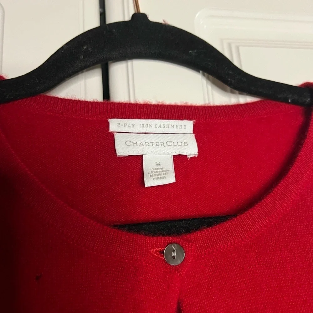 Charter Club 100% Cashmere Lace Print Cardigan